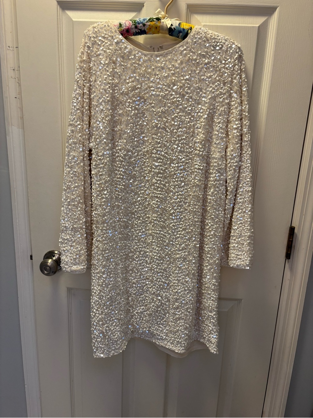 H&M Off White Sequined Shift Dress